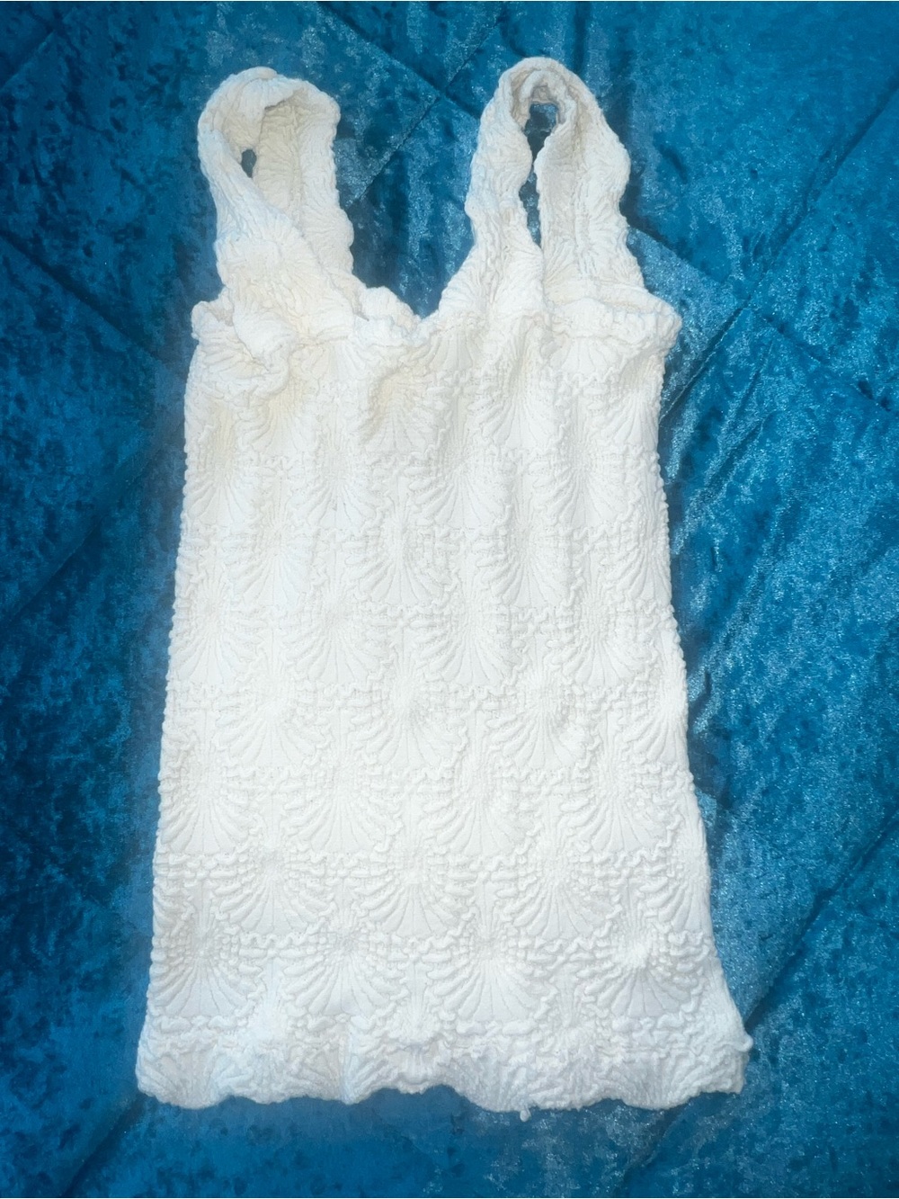 Free People Cream smocked Texture Tank Top